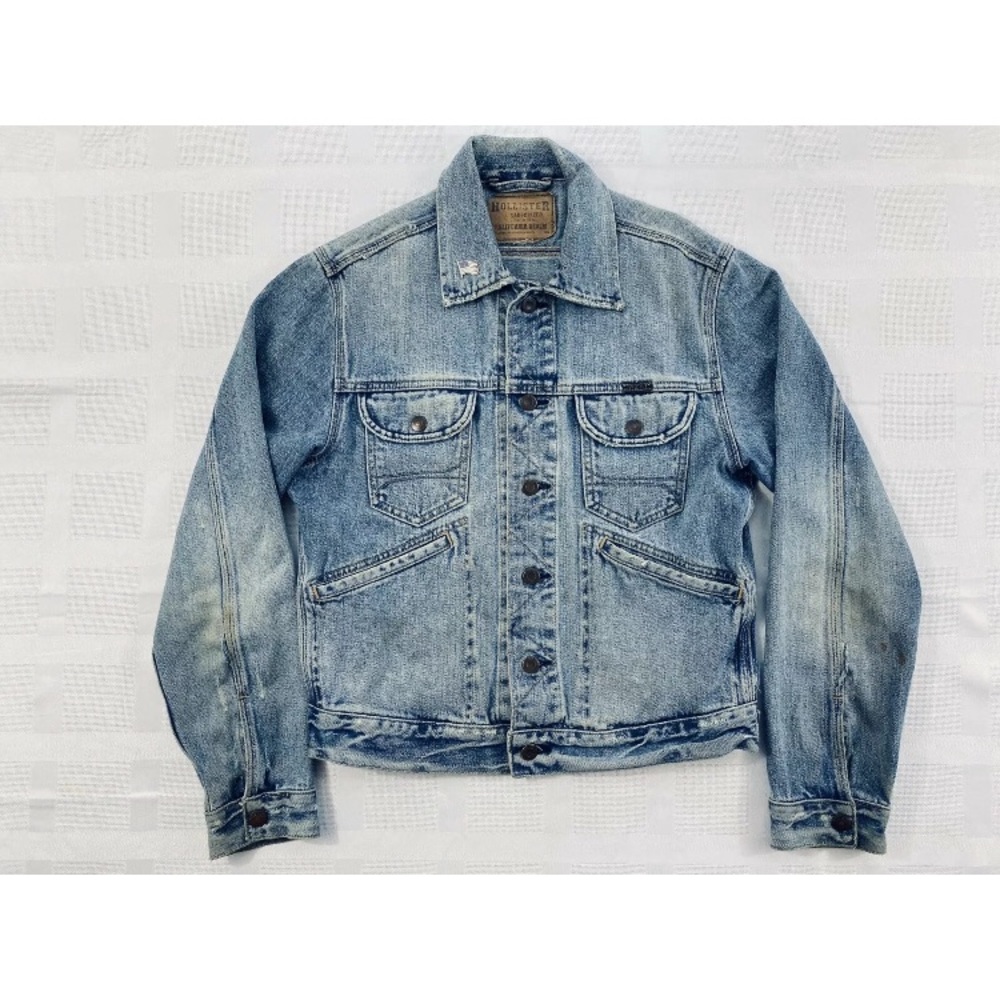Hollister Mens Distressed Jean Jacket Sanforized